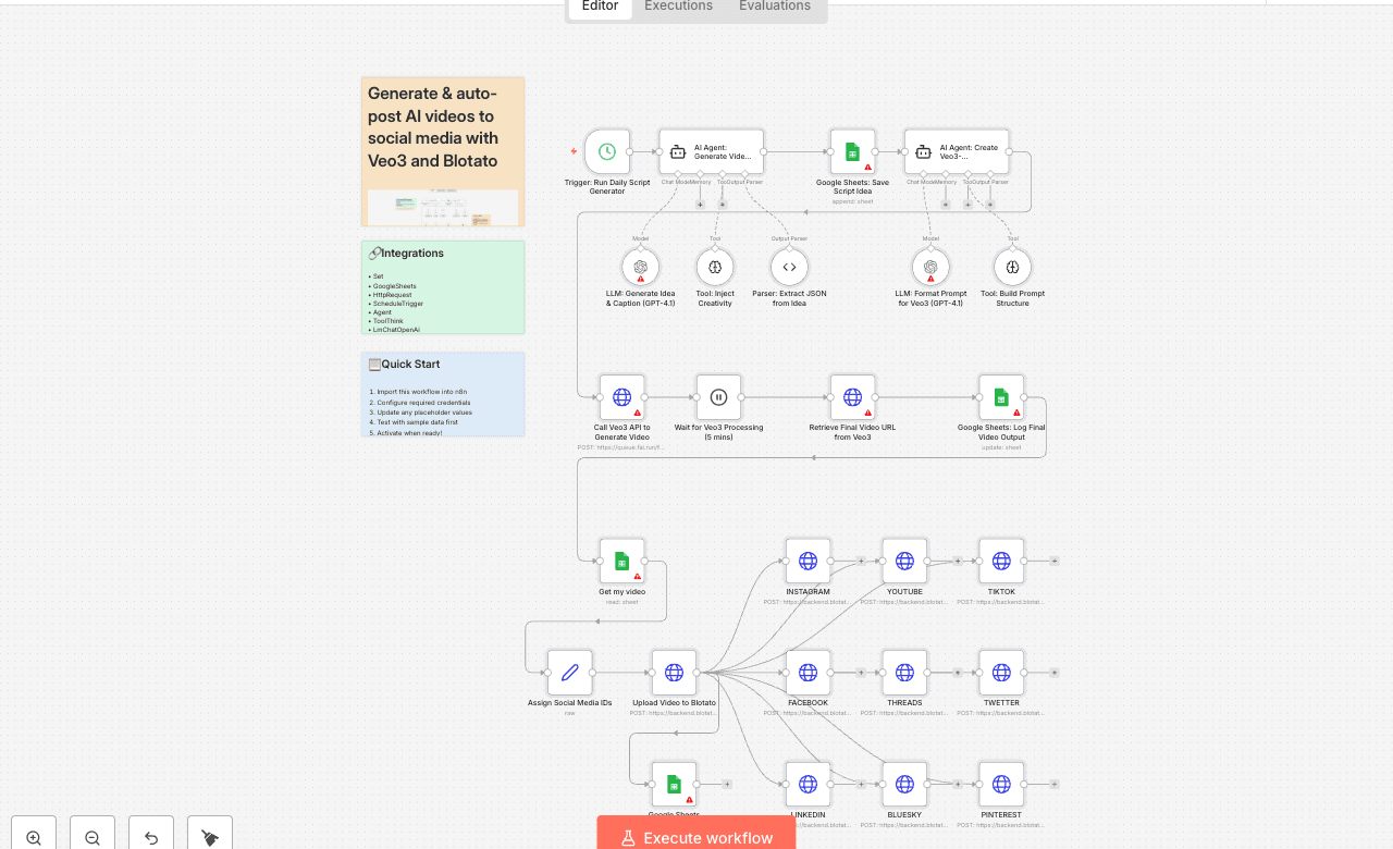 Generate & auto-post AI videos to social media with Veo3 and Blotato