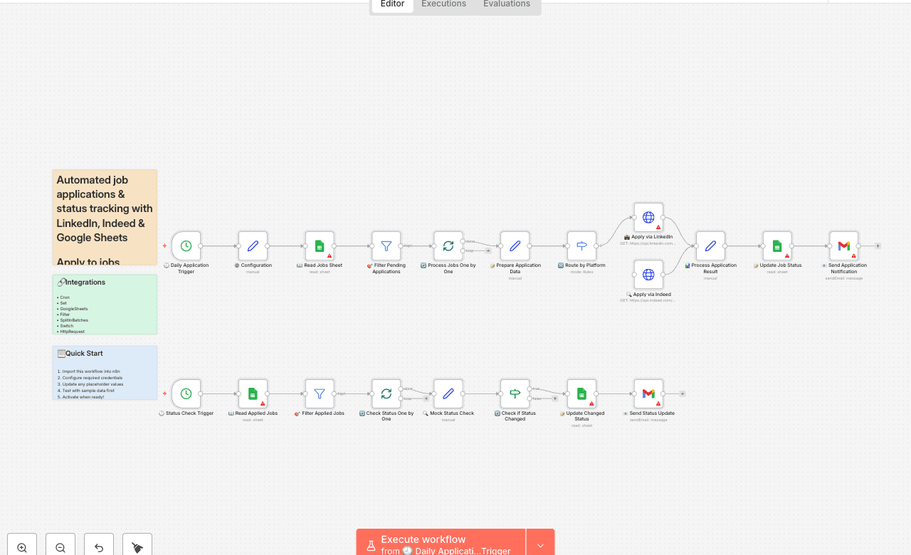 Automated job applications & status tracking with LinkedIn, Indeed & Google Sheets