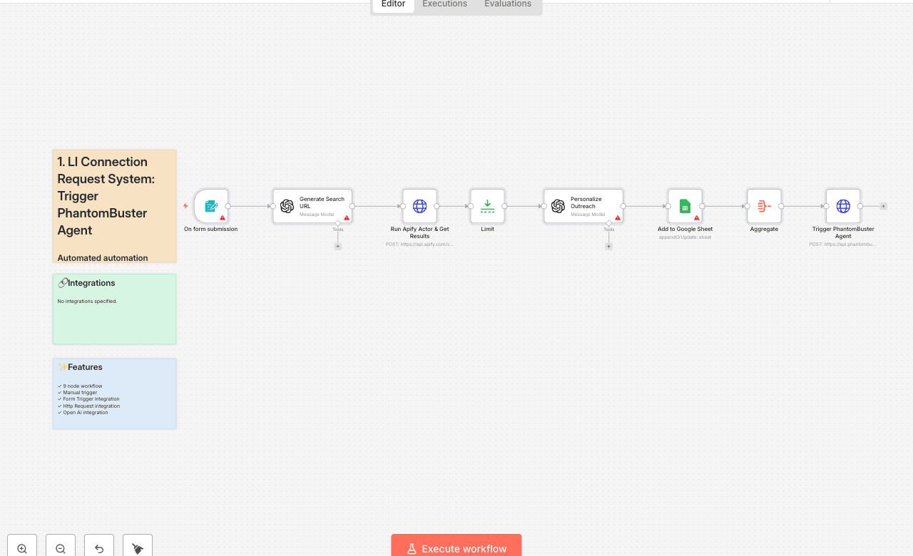1. LI Connection Request System: Trigger PhantomBuster Agent